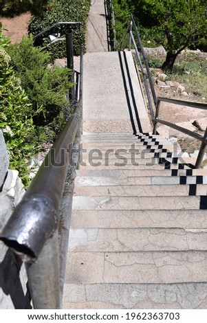 Perspective view of steep concrete stairs in Jerome Arizona