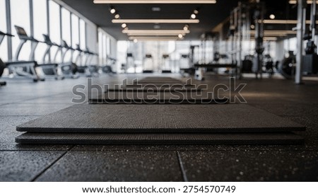 Perspective View of Training Mats in Spacious Fitness Center Background