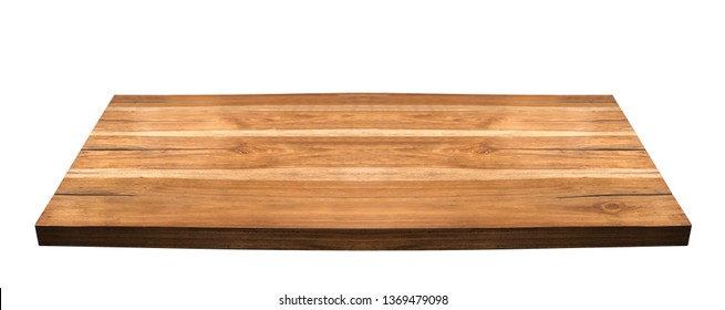 Perspective view of wood or wooden table corner on white background including clipping path