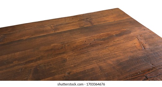 Perspective View Of Wood Or Wooden Table Corner Isolated On White Background Including Clipping Path
