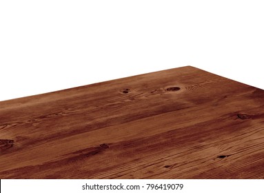 Perspective view of wood or wooden table corner on white background including clipping path - Shutterstock ID 796419079