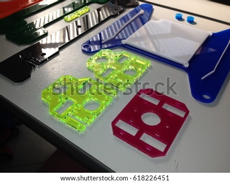 Perspex, acrylic, laser cut parts for 3d printer. plastic.