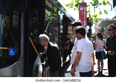 PERTH, AUSTRALIA - 28 APR 2010: View Of People Using Public Transport Bus In Perth City Center. Perth Is The Largest And The Capital City Of Western Australia State, Australia.