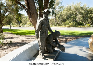 PERTH, AUSTRALIA - August 18, 2017: Firefighters Memorial Grove Commemorates Western Australian Firefighters