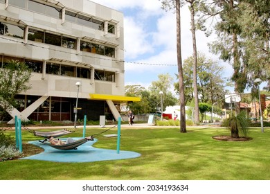 Perth, Australia - August 27 2021 - Students Enjoying Campus Life At Curtin University Bentley Campus