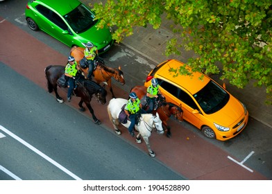 Perth, Australia - January 31, 2020: Mounted Police Of The Western Australian Police Force