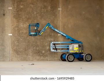 Perth, Australia - July 26th 2014: A Genie Boom Lift In A Concrete Construction Setting