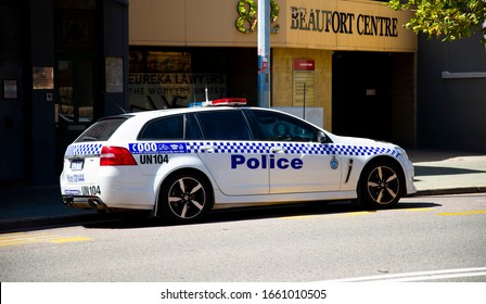 Perth, Australia - March 2, 2020: Western Australian Police Car In The City