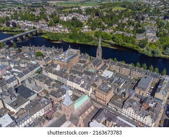 Perth City, Scotland, Aerial Photo By Drone.