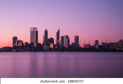 Perth City Skyline At Night