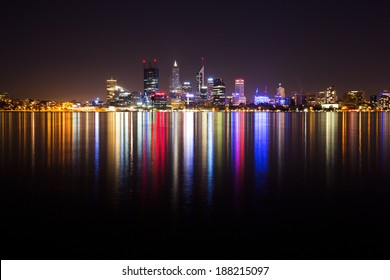 Perth City Skyline At Night