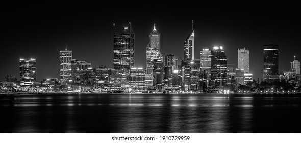 Perth City Skyline, Western Australia (Black and White)