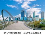 Perth downtown city skyline cityscape of Australia with blue sky