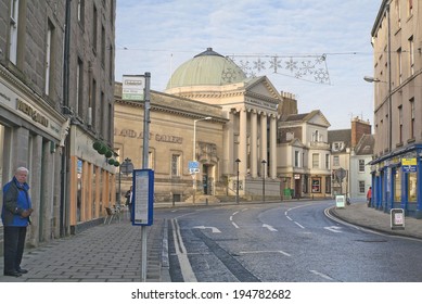 PERTH, SCOTLAND - DECEMBER 11, 2012: Street leading to City Art Gallery and Museum