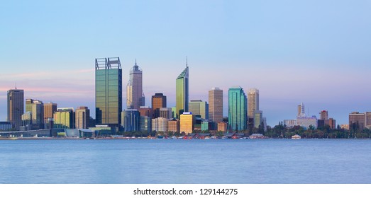 Perth Skyline At Dusk