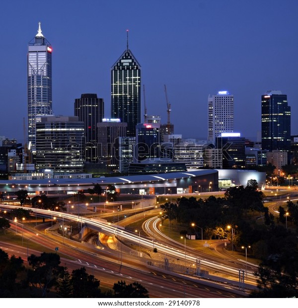 Perth Skyline Kings Park By Night Stock Photo 29140978 | Shutterstock