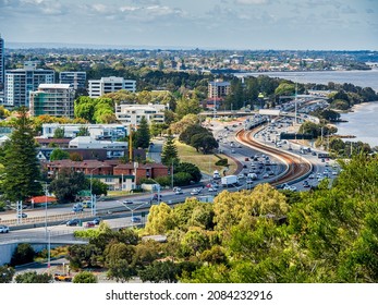 Perth, WA  Australia - 10-22-2021 View of the Swan river and South Perth in Western Australia