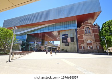PERTH, WA - JAN 17 2021:Visitors at Western Australian Museum.The Museum has seven public locations across our State and a Collections and Research Centre that houses more than eight million objects.