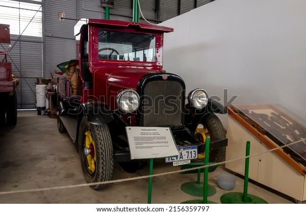 PERTH, WESTERN AUSTRALIA - JULY 13, 2018:\
Graham Bros Truck from 1920s in Tractor Museum of WA in Whiteman\
Park near Perth, Western\
Australia