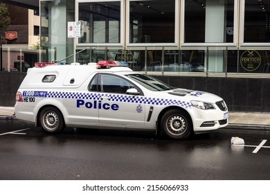 PERTH, WESTERN AUSTRALIA - JULY 16, 2018: Holden Ute police pickup  at the streets of Perth, Western Australia