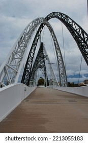 PERTH, WESTERN AUSTRALIA - June 22th, 2022: The Matagarup Bridge Over The Swan River In Perth City CBD. On A Cloudy Day During The COVID 19 Pandemic.