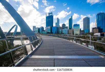 Perth, Western Australia, skyline viewed from Elizabeth Quay Bridge