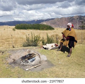 PERU - AUGUST 5: A Native Male Peruvian Shaman Performs A Ritual Ceremony August 5, 2007 In The Sacred Valley, Peru