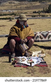 PERU - AUGUST 5: A Native Male Peruvian Shaman Performs A Ritual Ceremony August 5, 2007 In The Sacred Valley, Peru