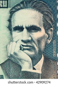 PERU - CIRCA 1988: Cesar Vallejo On 10000 Indis 1988 Banknote From Peru. Famous Peruvian Poet.