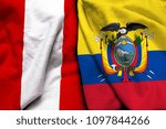 Peru and Ecuador flag on cloth texture