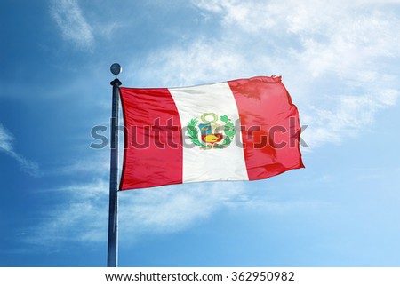 Peru flag on the mast