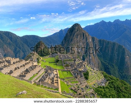 Peru Machu Picchu ancient Inca city in Andes mountains.