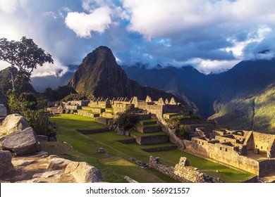 Peru, Machu Picchu On The Sunset.