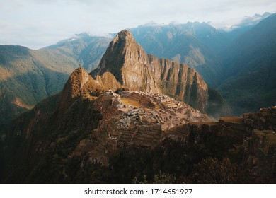 Peru Manchu Picchu Under Warm Soft Dawn Light