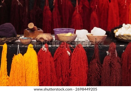 Peruvian Alpaca Thread Dyeing Technology. Traditional Textile Production and Equipment for Dyeing Yarn. 