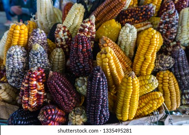 Peruvian Corn Types Seen At Cusco Central Market