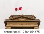 Peruvian Palace of Justice with the Peruvian flag flying.