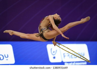 Pesaro, Italy - 04/05/2019: FIG Rhythmic Gymnastics World Cup 2019 Pesaro (ITA) AVERINA DINA (RUS)