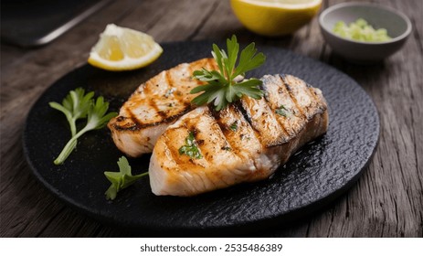 Pesce Spada alla Griglia: Grilled swordfish steaks, typically marinated with olive oil, lemon, and herbs