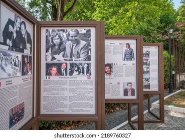 Peschiera Del Garda, Verona Province, Northern Italy , August 8, 2022 - Commemorative Poster In Memory Of Giovanni Falcone,famous Mafia Victims