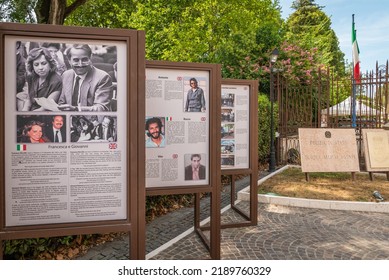 Peschiera Del Garda, Verona Province, Northern Italy , August 8, 2022 - Commemorative Poster In Memory Of Giovanni Falcone,famous Mafia Victims