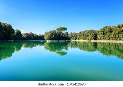 Peschiera.Peschiera, An Artificial Oval-shaped Lake, Designed By Francesco Collecini. Its Size Is 270 X 105 M. Caserta, Italy