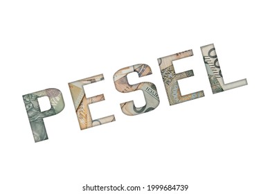 Pesel. Personal Identification Number In Poland. Polish ID With Money Texture