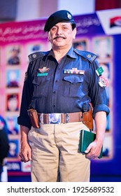 Peshawar, KP, Pakistan, August 04, 2017: Police Officer In Attention Position