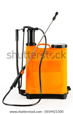 Pesticide sprayers on an isolated white background. to work in the garden and the vegetable garden. Agricultural sprayer.