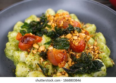 Pesto Gnocchi Topped With Cherry Tomatoes