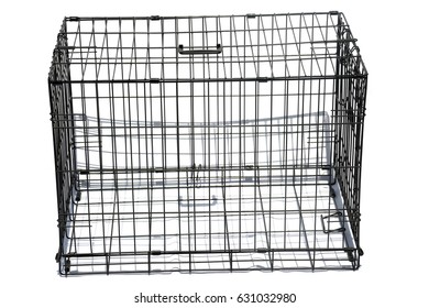 Pet Crate. Pet Cage. Isolated On White. Room For Text.
