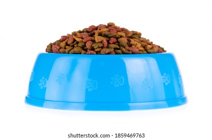 Pet Food In Bowl Isolated On A White Background.