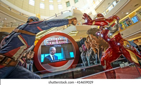 PETALING JAYA, MALAYSIA - CIRCA MAY 2016 - Exhibition of Marvel Studio's new movie, Civil War, at Sunway Pyramid Shopping Centre. Characters' figurines, games, and other activities are being held here.