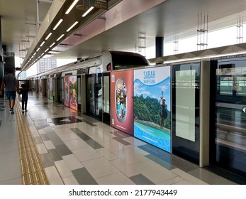 PETALING JAYA, MALAYSIA - July 3, 2022 :  View of Metro Rail Transit station during daytime